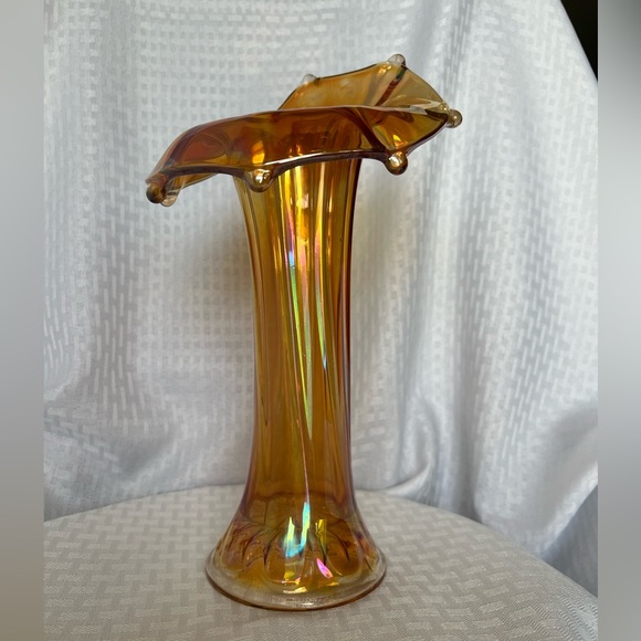 Jack in the Pulpit Marigold Morning Glory Carnival Glass Vase by Imperial Glass - Picture 7 of 16